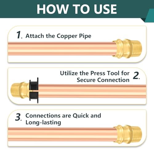 50-Pack Niikappu 1/2" Copper Press x 1/2" Male NPT Adapter, Brass Press Fitting Adapter Connector for Copper and Pex Tube - Image 5