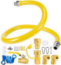 3/4" × 48 inch Commercial Gas Hose, 1675KIT48 Safety System Kit, Mobile Gas Line Hose Connector Kit for Commercial Kitchen, with 3/4" Quick Disconnect by Unknown