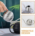 VILLCASE Stainless Steel Watering Can 400ml for Indoor Plants, Metal Sprinkling Pot with Rippled Sphere Spray Head, Small Household Gardening Watering Kettle for Succulents and Flowers - Image 5