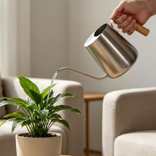 30oz Watering Can for Indoor Plants, Stainless Steel Long Spout - Image 2