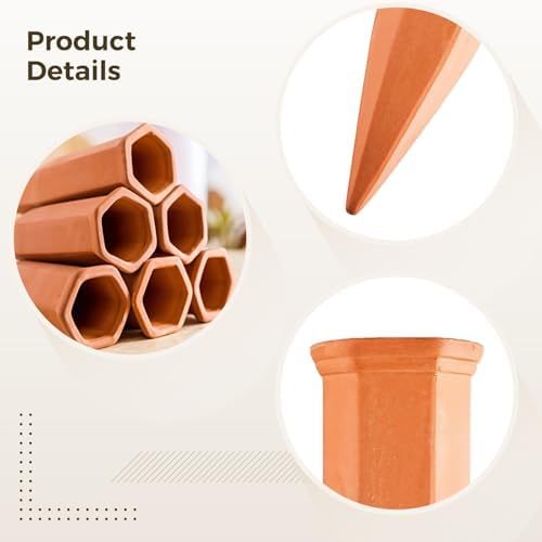 Generic 6 Pieces Cotta Plant Watering Spikes for Indoor Outdoor Use, 5-9 Inch Pot Drip Irrigation Solution - Image 2