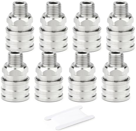 TAISHER 8PCS 304 Stainless Steel 3/8" Male NPT High Pressure Washer Quick Connect Coupler for Pressure Washing Gun Hose Accessories by TAISHER