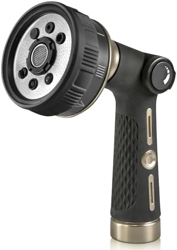 RAINPOINT Hose Sprayer Nozzle Heavy Duty - 8 Spray Patterns Garden Hose Nozzle with Adjustable Flow Control for Watering Plants, Washing Cars,Washing Pets, Thumb Control (Black) by RainPoint