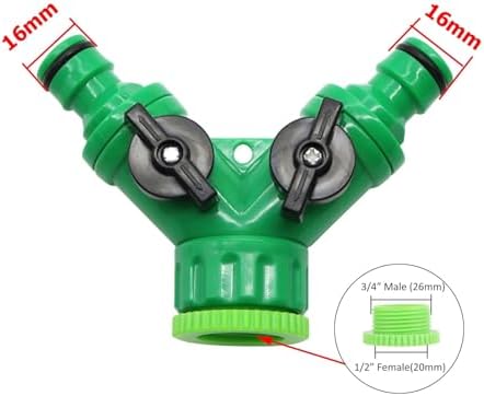 Y-type Shunt Valve Garden Irrigation System Water Splitter 2 Way Y Shape Quick Connector Tap Adapter Controller(With adapter) - Image 2