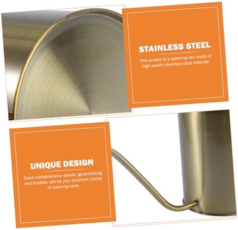 ORFOFE Stainless Steel Watering Pot with Long Spout Ergonomic Handle Rust-Resistant Watering Kettle for Indoor Outdoor Plants Gardening and Vegetable Garden Use Golden - Image 7