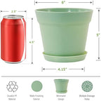 WOUSIWER 16 Pack 6 inch Plastic Planters, Indoor Flower Pots, Heavy Duty and Stylish 6 Inch Plant Pots for Indoor Plants with Drainage Holes and Tray for Plants, Flowers, Colorful - Image 3
