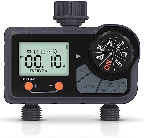 7Penn 2 Zone Water Timer - Programmable Outdoor Irrigation System - Black by 7Penn