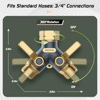 Hose Splitter 2 Way Heavy Duty, Garden Hose Splitter- Full Metal Body Y Type with Dual Shut Off Valves, 3/4" Standard Threads, Leak-Proof Dual Outlet Splitter for Sprinklers and Irrigation Systems - Image 2