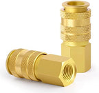 GASHER 12PCS 1/4-Inch Universal Brass Female Industrial Coupler,1/4 Inch NPT Female Threads Size,3 in 1 Quick Connect Air Coupler - Image 2