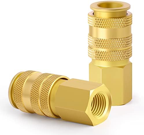 GASHER 12PCS 1/4-Inch Universal Brass Female Industrial Coupler,1/4 Inch NPT Female Threads Size,3 in 1 Quick Connect Air Coupler - Image 2