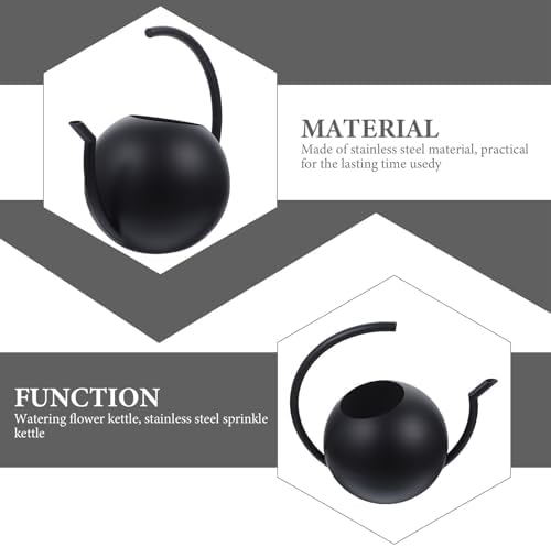 Stainless Steel Watering Can with Thin Spout, 1l Black - Image 4