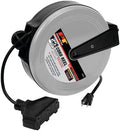 Performance Tool W2272 Retractable Cord Reel for Outlet Extension in Workshops and Home, Black/Gray, 25 feet by PerformanceTool
