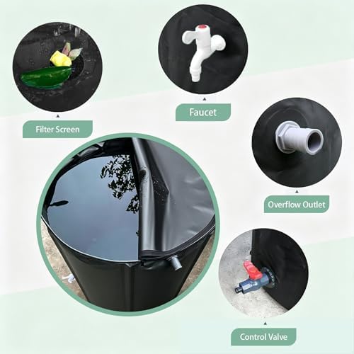 200 Gal Collapsible Rain Barrel with Spigot, Filter and Overflow Kit, Black - Image 6