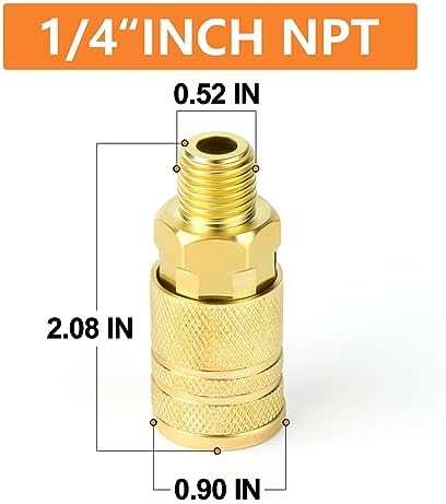 GASHER 12PCS 1/4-Inch Male Industrial Coupler,1/4 Inch NPT Male Threads Size, Quick Connect Air Coupler (Pack of 2) - Image 2