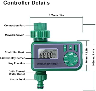 Smart Irrigation Timer with LCD Screen, Automatic Watering Timer for Garden Hose, Programmable Watering Controller with Delay and Manual Mode for Outdoor Use - Image 6