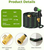 75ft Garden Hose，Non-Expandable Water Hose with 8 Function Spray Nozzle, Burst-Resistant，Kink-Free，Lightweight，Durable & Flexible 3/4" Garden Hose for Gardening, Yard，Lawn, Car Washing - Image 6