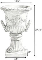 Classical Roman Pedestal Urn Planters, 31.5 Inch, Black - Image 4
