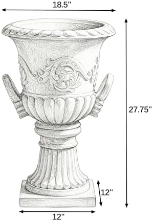 Classical Roman Pedestal Urn Planters, 31.5 Inch, Black - Image 4