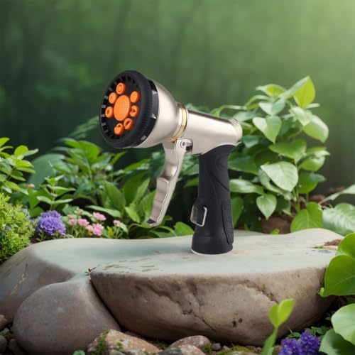Hose Spray Nozzle 9 Adjustable Modes Heavy Duty Metal Hose Nozzle Slip - Image 4