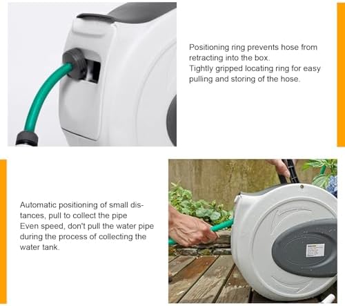 Retractable Garden Hose Reel, Water Hose Reel Holder, Wall Mounted, Garden, 65.6 Feet 1/2 Inch, Any Length, Lock, Automatic - Image 4