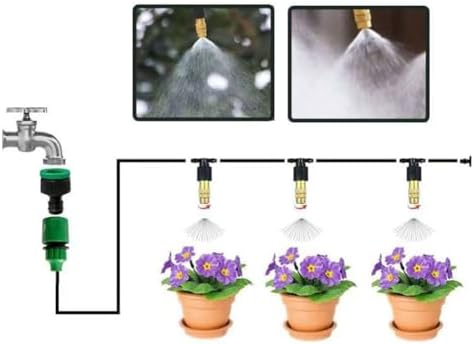 Adjustable Brass Atomizing Nozzle with Drip Connector, Micro Spray Drip Emitter, Adjustable Sprinkler Drip Sprayer Kit 20pc Copper Nozzle+8/11 tee - Image 5