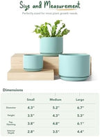 LE TAUCI Ceramic Pots for Plants, 4.3+5.3+6.8 Inch, Set of 3, Turquoise - Image 5