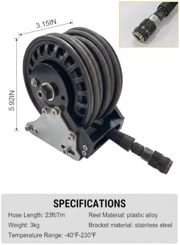 Retractable Air Hose Reel, 1/4" x 23Ft Hybrid Polymer Hose,450 PSI Max - Image 6