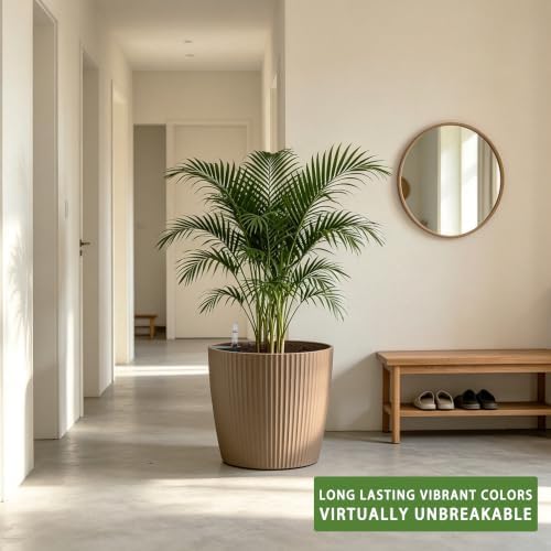 Dexceder 13x12 Self Watering Planters Indoor (2 Pack, Taupe) - Image 6