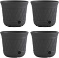 Suncast 4 Pack 14" x 12" Round Resin Decorative Weatherproof Outdoor Hideaway Standard Garden Hose Storage Pot with Drainage Holes, Gray by Suncast