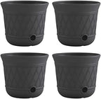 Suncast 4 Pack 14" x 12" Round Resin Decorative Weatherproof Outdoor Hideaway Standard Garden Hose Storage Pot with Drainage Holes, Gray by Suncast