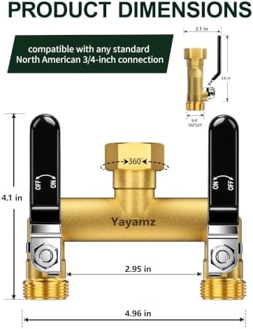 2-Way Garden Hose Splitter, Heavy-Duty Brass, 3/4" GHT, Black - Image 7