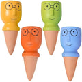 4 Pcs Terracotta Self-Watering Spikes for Plants, Funny Big Head Glasses Shape, Colorful Drip Irrigation Spikes, for Outdoor Plants and Vacation Use, Easy Water Release, Yellow Green Blue Orange by Unknown