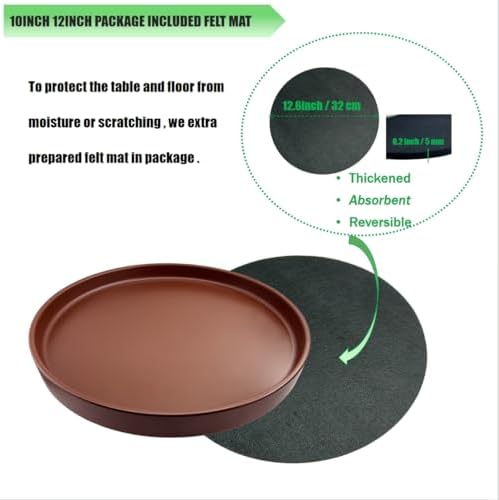 Yukfona Ceramic Plant Saucer Tray 1 Pcs 12 Inch Brown, 12.5" OD x11.9 ID x1.6 Deep| Fits Flower pots Bottom≤ 11.9", Heavy Duty Glazed Round Planter Drip with Catch Basin for Indoor Outdoor Plants - Image 3