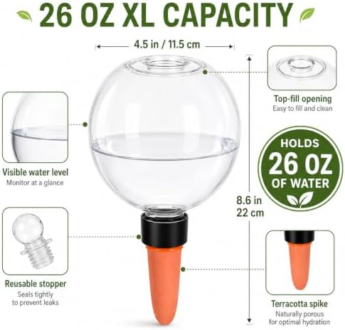 26 oz Extra Large Self Watering Globes, Top Fill, 6 Pack - Image 2