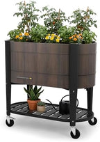 Permasteel Raised Garden Bed with Legs, 40×20×37 in, Planter Box with EnGrow™ TrueSoil™ Technology for Vegetables, Flowers, Herbs, and Fruit, Outdoor Indoor, Storage Shelf, Wood Brown by Unknown