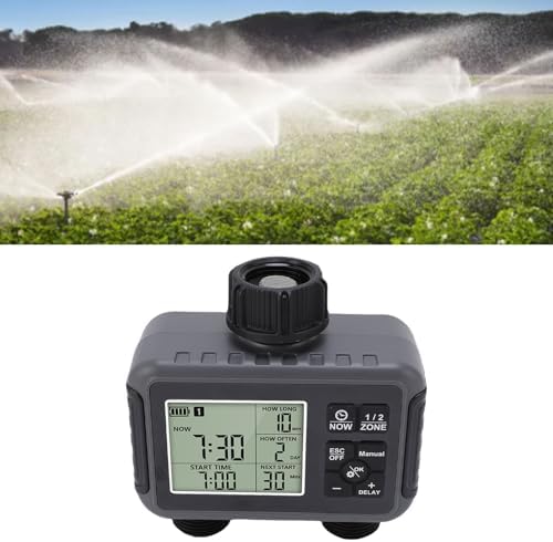 2 Zone Watering Timer with LCD Display, 3/4-1/2 Inch Faucet, Automatic Irrigation Timer for Outdoor Garden and Courtyard - Image 4