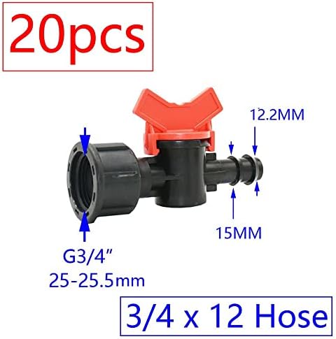 20pcs Drip Irrigation Mini Valve 4/7 3/8/10/12/16/20 /25mm Pipe Garden Tap 1/2 quot; 3/4 Male Thread Water Hose Barb Connector(U) - Image 2