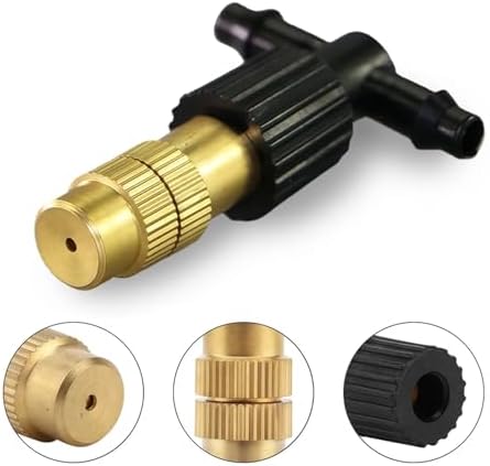 Copper Adjustable Spray 50/100PCS Adjustable Brass Spray Nozzles with 1/4” Tee Joint for Garden Greenhouse Lawn 4/7mm Hose Misting Watering Sprinkler(50PCS) - Image 3