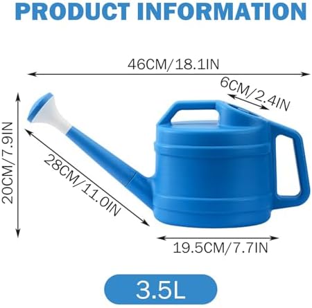 Plastic Watering Can, 1 Gallon Garden Watering Can with Detachable Long Spout for Indoor & Outdoor Plants, Blue, Plastic - Image 2