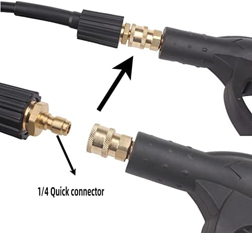 100FT 5800 PSI Pressure Washer Hose Jetter Nozzles Kit 1/8”NPT Sewer Drain Rotating Quick Connect Nozzle Button Nose With M22-14/15mm Double Rod Thread Brass Replacement - Image 4