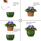 Self Watering Pot for African Violets Indoor Outdoor Plants, 6 inch, Green - Image 4