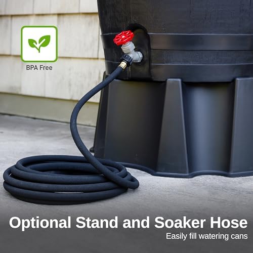 RTS Home Accents 50-Gallon ECO Rain Barrel Made with 100% Recycled Plastic, Flat Back Rain Water Collection Barrel, Link Kit Included, Black (2 Pack) - Image 6