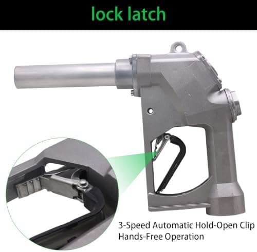 1-1/2" 1.5" Inch NPT Automatic Shut-Off Fuel Nozzle,Fuel Hose Swivel,Big Flow Rate 53 GPM,Heavy Duty Fuel Transfer Pump Gas Diesel Nozzle,3-Notch Hold Open Clip,working pressure 44PSI - Image 2