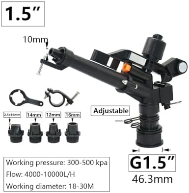 1pc Heavy Duty Zinc Alloy Rain Gun Sprinkler 1/2" to 2" 360° Rotary Irrigation Nozzle for Farm & Garden(Red) - Image 4