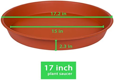 4 Pack of 16 17 inch Plant Saucer Tray (15 inch Base), 2.3" Depth, Heavy Duty Deep Planter Trays for Pots, Plastic Plant Saucers for Indoors, Plant Water Drip Trays (17", Terracotta) - Image 4