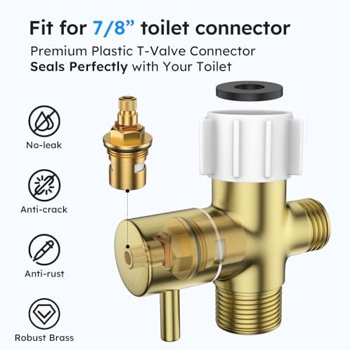Arofa Handheld Bidet Sprayer, Bidet Attachment for Toilet, Brushed Gold - Image 5