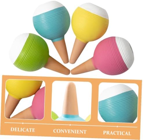 CHILDWEET 4pcs Terracotta Self Watering Spikes for Indoor Plants, Red Ceramic Watering Globes with Horizontal Stripes, Automatic Drip Irrigation Device for Garden and Potted Plants - Image 6