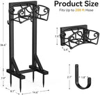 Garden Hose Holder Stand, Freestanding Metal Water Hose Storage Rack with Hooks for Outside Yard Lawn, Heavy Duty - Image 7
