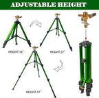 2 Pack 360° Rotating Brass Impact Sprinkler, Adjustable 16-37in Metal Tripod Sprinkler, 20-35FT Spray Range, 80PSI Max Pressure, 3/4in Standard Hose Connector for Lawn Yard Garden Irrigation - Image 2