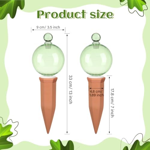 Teenyyou 3 Set 12oz Glass Self Watering Globes with Terracotta Self Watering Spike Large Glass Waterer Bulbs Automatic Water Planter Water Device for Indoor Outdoor (Green,Cactus)(Green,Classic) - Image 3